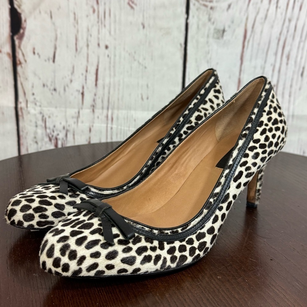 Ann Taylor leopard print Calf Hair, Calf Leather 3” heeled almond toe pumps 7.5 - Picture 10 of 14